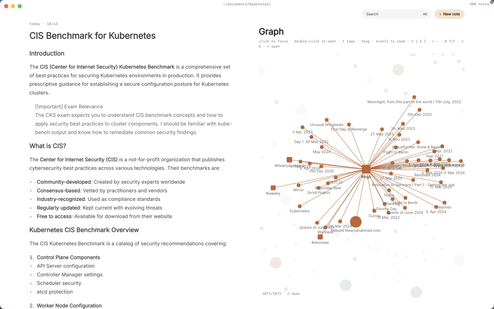 paperkites with a note open beside the graph view